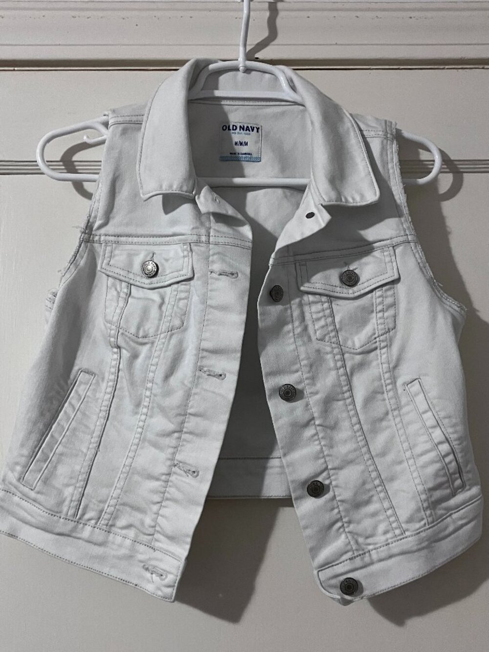 Old Navy Cropped White Jean Vest